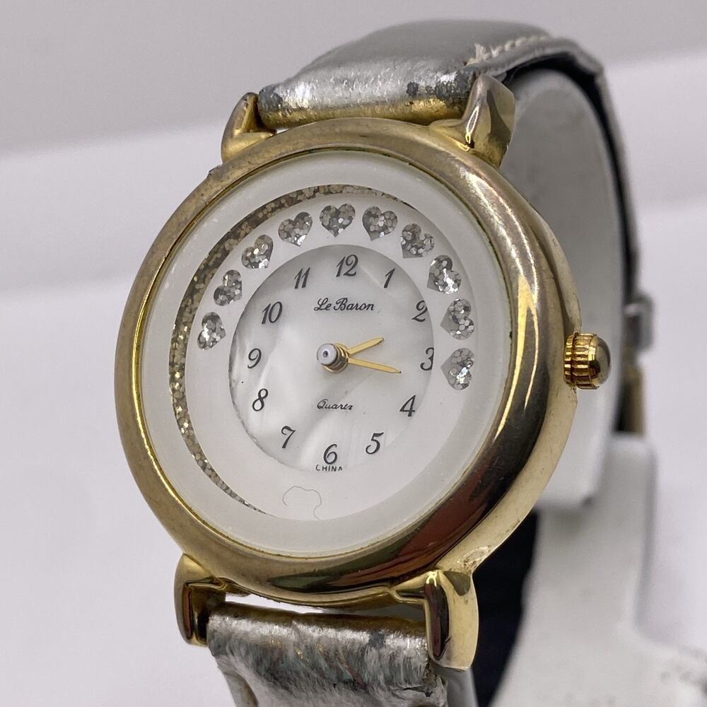 Le Baron Womens Mop Dial Spinning Heart Watch New Battery